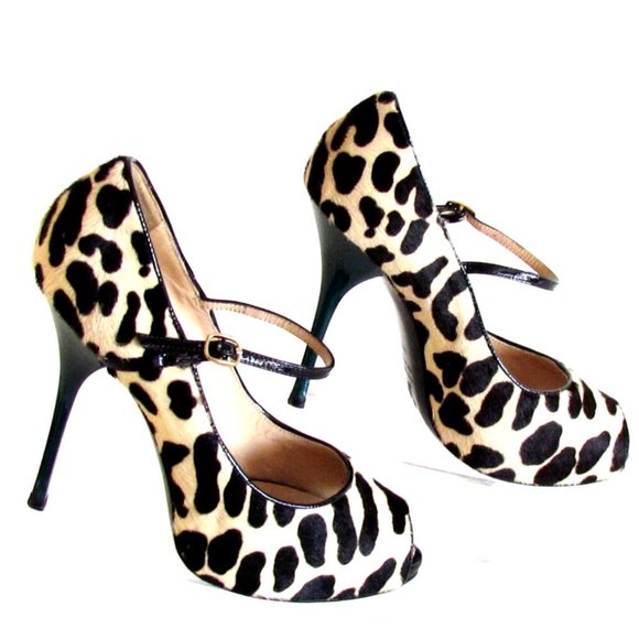 Giuseppe Zanotti Animal print Pony Hair Open Toe Designer High Heel Shoes 8.5 M - Picture 10 of 14